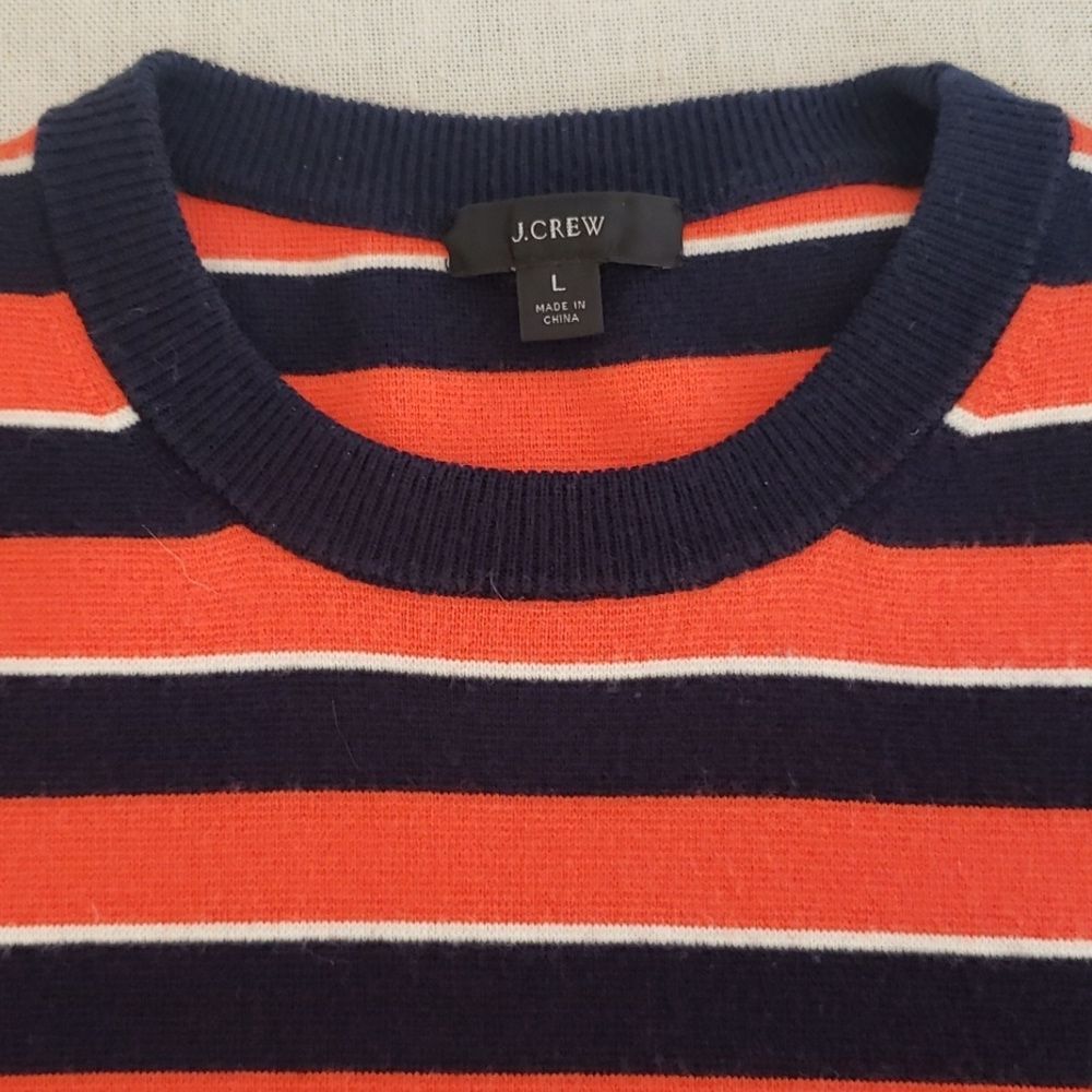 J. Crew Dress Womens L Stripe S/S Sweater Preppy Sheath Multi Colored Office